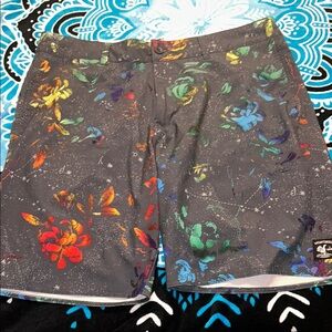 Vans Gray and Red Hybrid Shorts with Playful Pattern